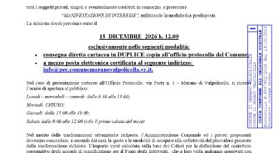 AVVISO PER LA PRESENTAZIONE DI MANIFESTAZIONI DI INTERESSE RELATIVE ALLA TERZA VARIANTE AL PIANO DEGLI INTERVENTI (PI)